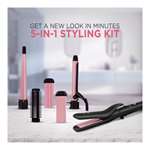 Syska HS5000K 5-in-1 Multi Styling Kit- Straightener, Curler & Conical Curler, Crimper & Comb -Pink